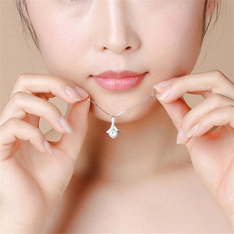 Gentle lady style sterling silver temperament zircon necklace - BUNNY BAZAR