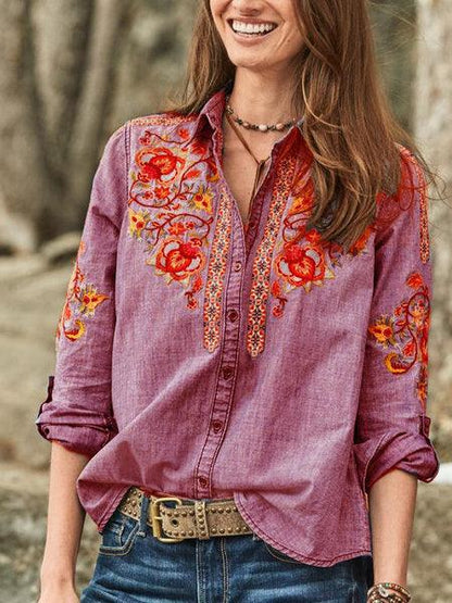 Embroidered lapel shirt - BUNNY BAZAR