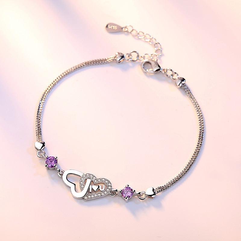 925 Sterling silver zircon Heart Bracelet - BUNNY BAZAR