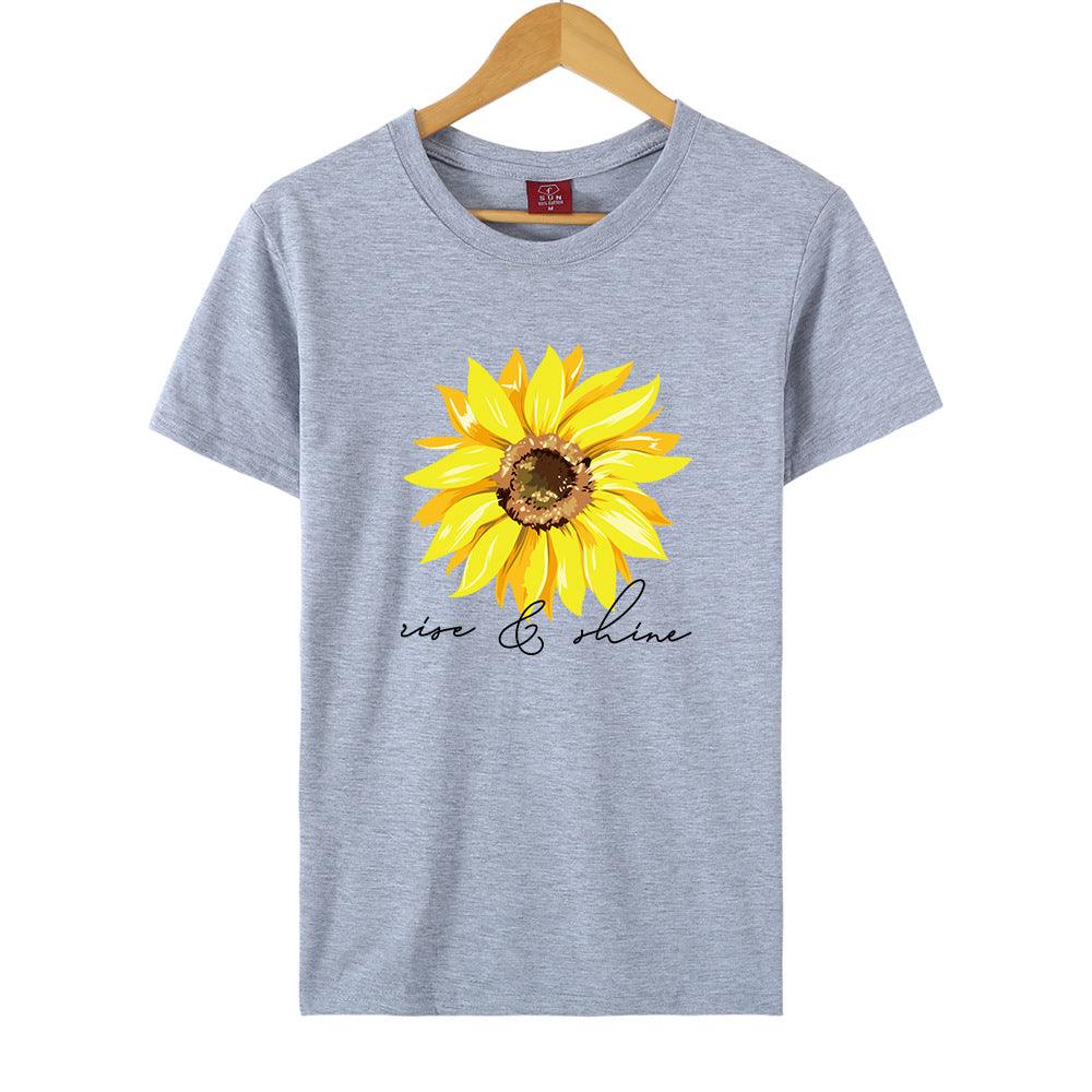 Sunflower Printed Short sleeve T-shirt - BUNNY BAZAR