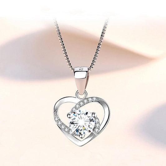 Heart Pendant Sterling Silver clavicle Necklace - BUNNY BAZAR