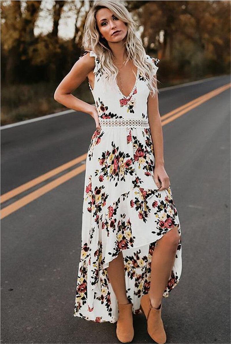 Sleeveless printing irregular dress - BUNNY BAZAR