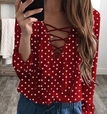 Long Sleeve Polka Dot Chiffon Shirt - BUNNY BAZAR