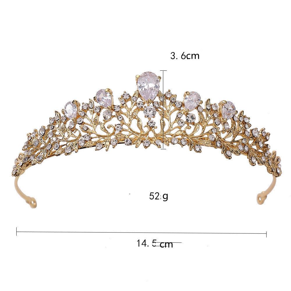 Leaf Inlaid AAA Zircon Bridal Crown Necklace Ornament - BUNNY BAZAR