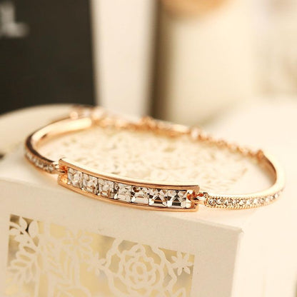 Diamond Crystal Bracelet Inlaid with Diamond Plated Gold Bracelet - BUNNY BAZAR