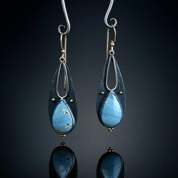 Vintage Tear Drop Blue Resin Earrings for Women Boho Ethnic Tribal Handmade Metal Dangle Long Pendant Earring Brincos - BUNNY BAZAR