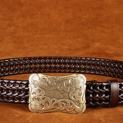 Ancient Personality Fashion Men's Hand-Woven Copper Buckle Belt - BUNNY BAZAR