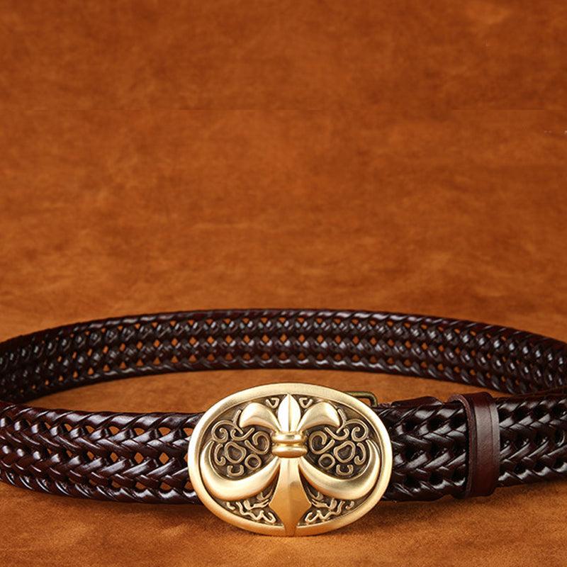 Ancient Personality Fashion Men's Hand-Woven Copper Buckle Belt - BUNNY BAZAR