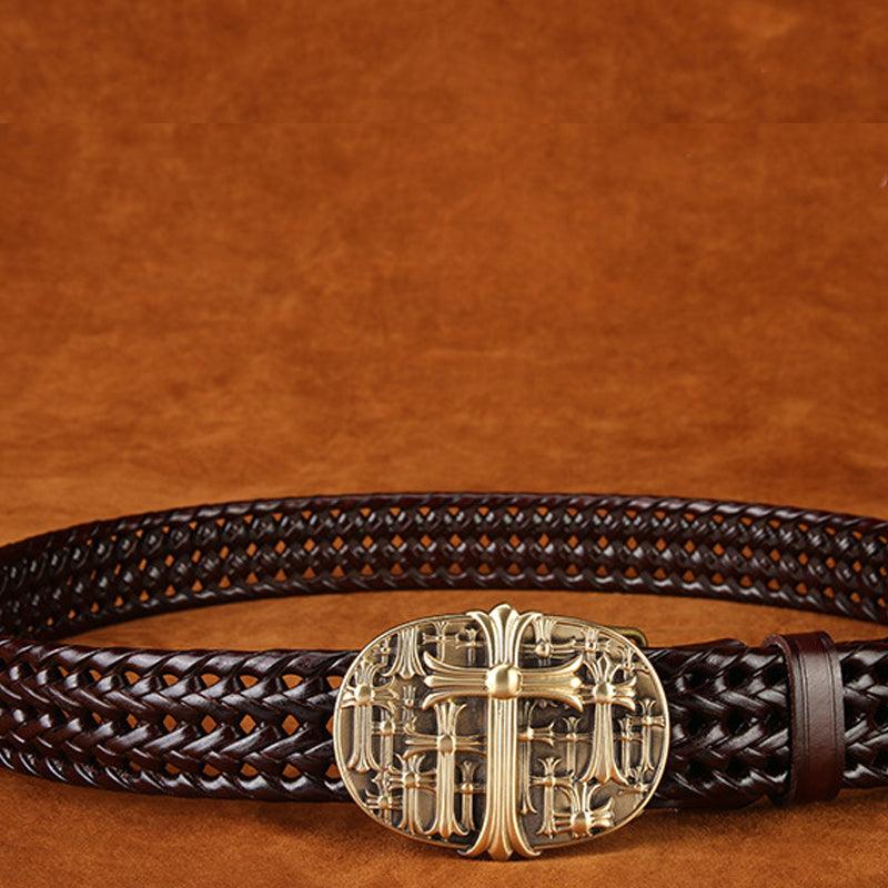 Ancient Personality Fashion Men's Hand-Woven Copper Buckle Belt - BUNNY BAZAR