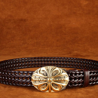 Ancient Personality Fashion Men's Hand-Woven Copper Buckle Belt - BUNNY BAZAR