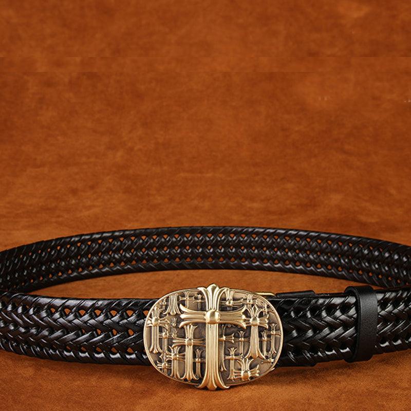 Ancient Personality Fashion Men's Hand-Woven Copper Buckle Belt - BUNNY BAZAR