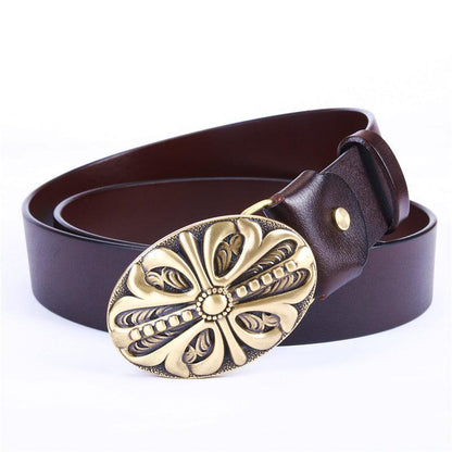 Ancient Personality Fashion Men's Hand-Woven Copper Buckle Belt - BUNNY BAZAR