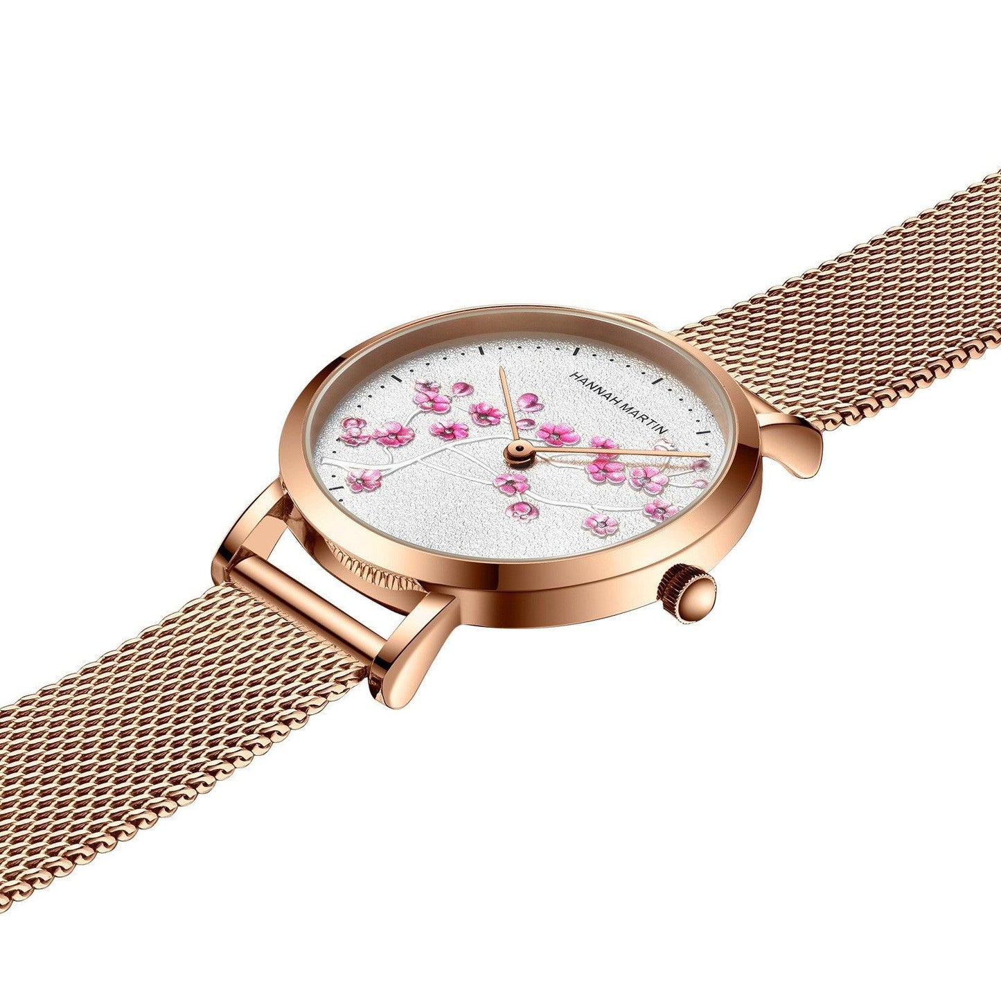 T-12 Rose Gold Plum Blossom Flower Student Ladies Watch - BUNNY BAZAR