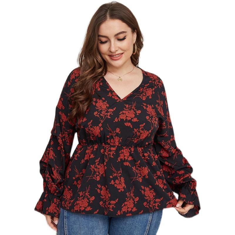 Fat Women Plussize Vneck Shirt Shirts Spring Top - BUNNY BAZAR