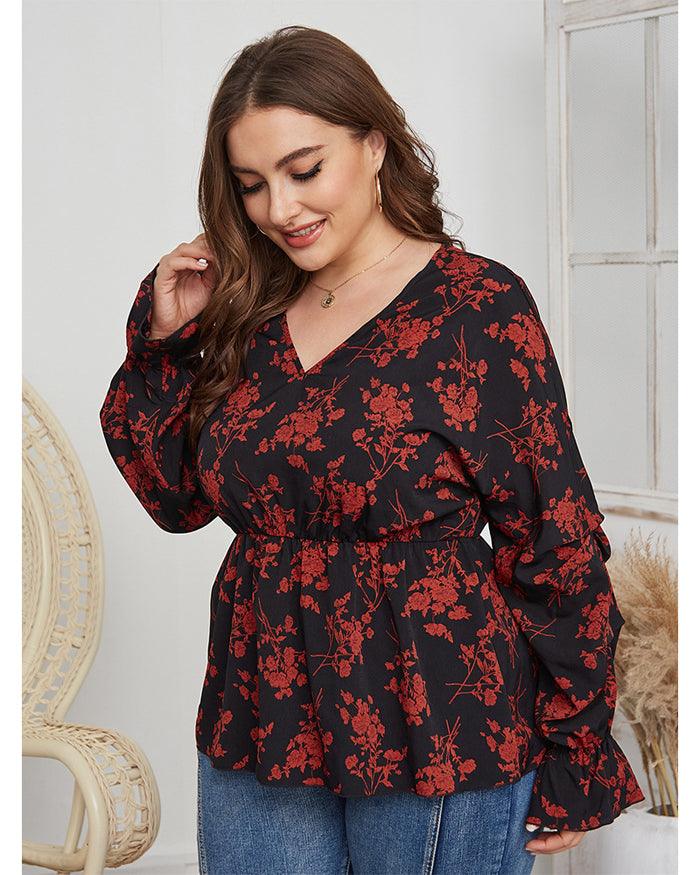 Fat Women Plussize Vneck Shirt Shirts Spring Top - BUNNY BAZAR