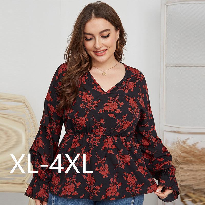 Fat Women Plussize Vneck Shirt Shirts Spring Top - BUNNY BAZAR