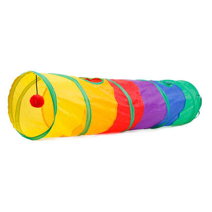 Collapsible Cat Channel Rolling Floor Dragon Color Cylinder Pet Toy Rainbow Cat Tunnel - BUNNY BAZAR