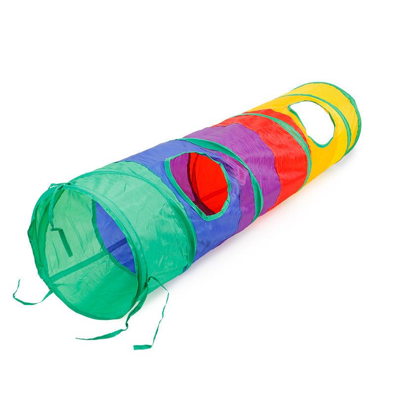 Collapsible Cat Channel Rolling Floor Dragon Color Cylinder Pet Toy Rainbow Cat Tunnel - BUNNY BAZAR