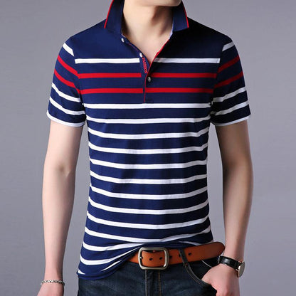 Youth Striped Casual Men's T-shirt Trendy Men's Clothing - BUNNY BAZAR