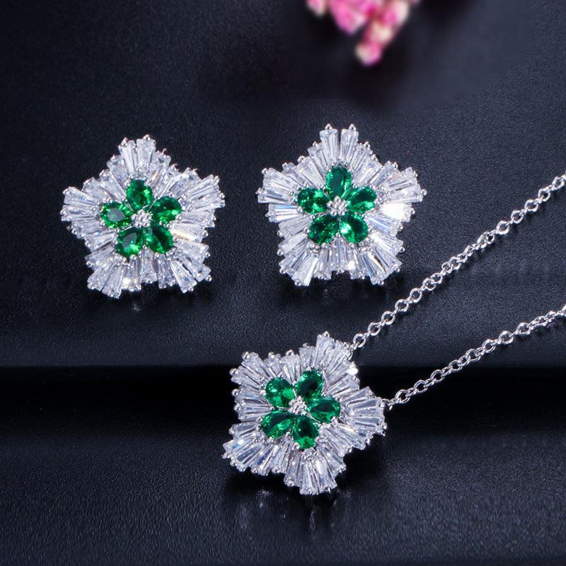 Zircon Crystal, Jewelry, Necklace, Earrings And Earrings Set - BUNNY BAZAR