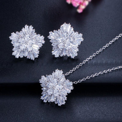 Zircon Crystal, Jewelry, Necklace, Earrings And Earrings Set - BUNNY BAZAR