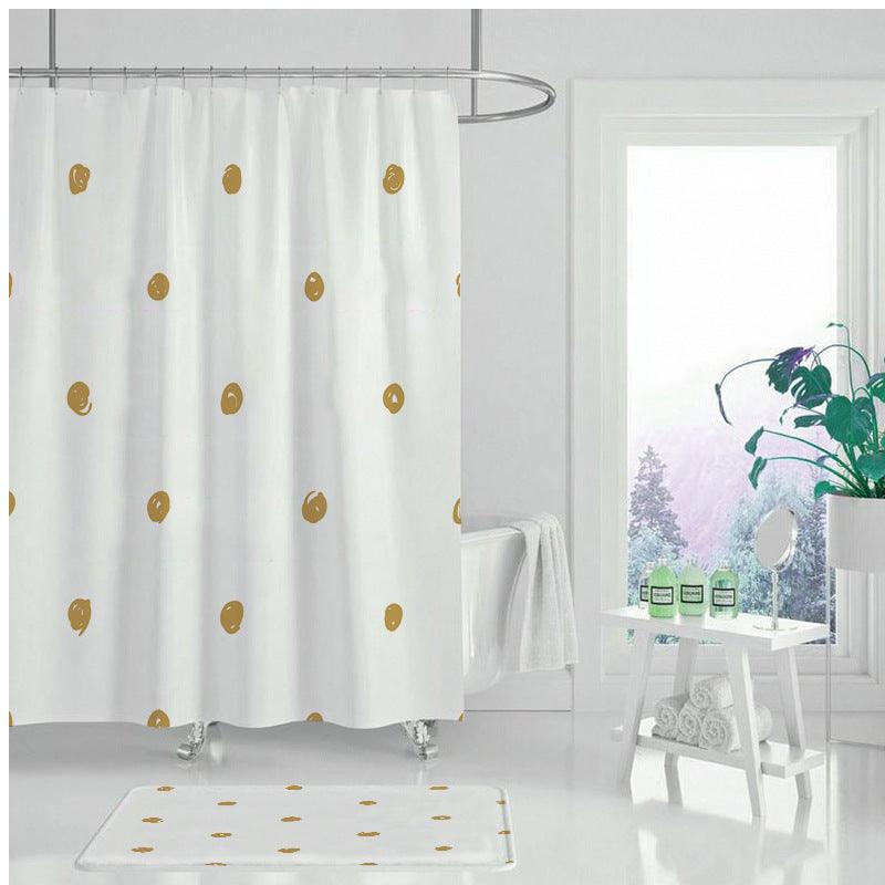 Creative Abstract Golden Geometric Digital Printing Shower Curtain - BUNNY BAZAR