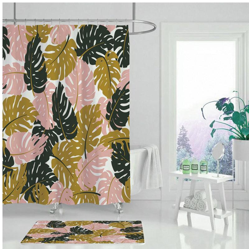 Creative Abstract Golden Geometric Digital Printing Shower Curtain - BUNNY BAZAR