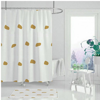 Creative Abstract Golden Geometric Digital Printing Shower Curtain - BUNNY BAZAR