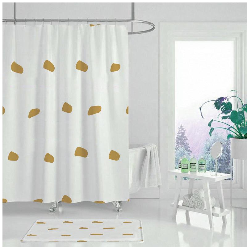 Creative Abstract Golden Geometric Digital Printing Shower Curtain - BUNNY BAZAR