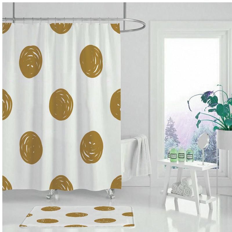 Creative Abstract Golden Geometric Digital Printing Shower Curtain - BUNNY BAZAR