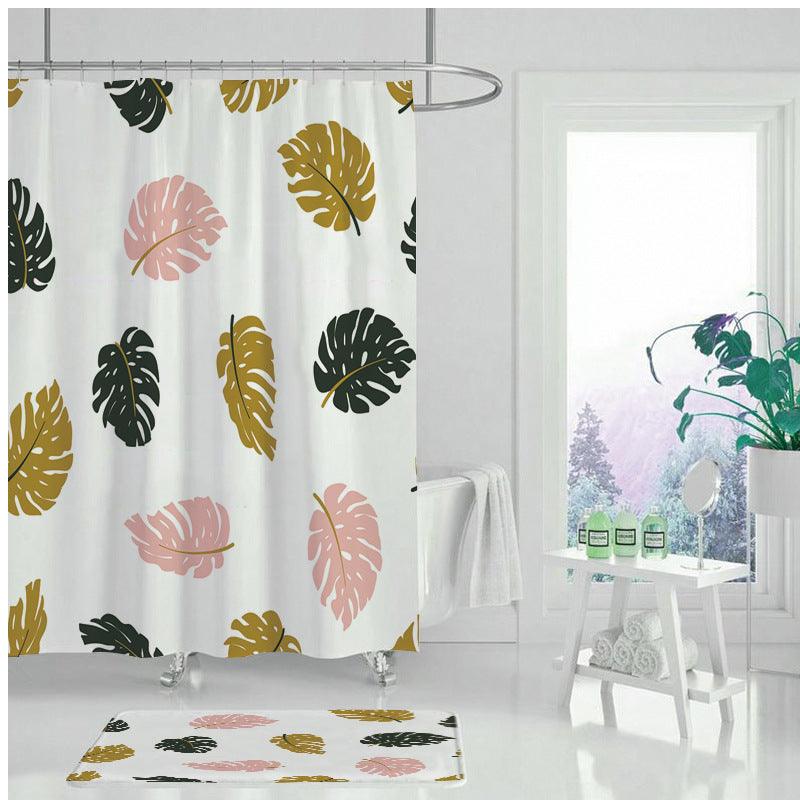 Creative Abstract Golden Geometric Digital Printing Shower Curtain - BUNNY BAZAR