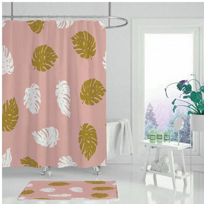 Creative Abstract Golden Geometric Digital Printing Shower Curtain - BUNNY BAZAR