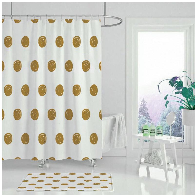 Creative Abstract Golden Geometric Digital Printing Shower Curtain - BUNNY BAZAR