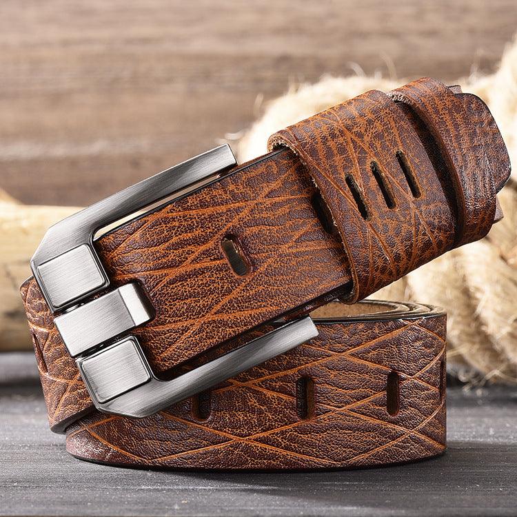 Vintage Pin Buckle All-Match Leather Men's Belt - BUNNY BAZAR