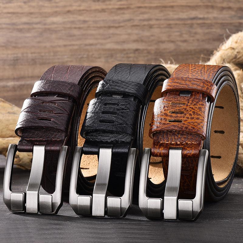 Vintage Pin Buckle All-Match Leather Men's Belt - BUNNY BAZAR