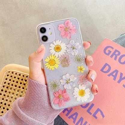 Compatible With , Daisy Phone Case Real Flower Protective Cover - BUNNY BAZAR