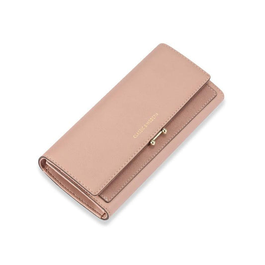 Long Wallet Card Holder One European and American Fashion Ladies Women's Large-capacity Wallet PU Long Three-folding Clutch - BUNNY BAZAR