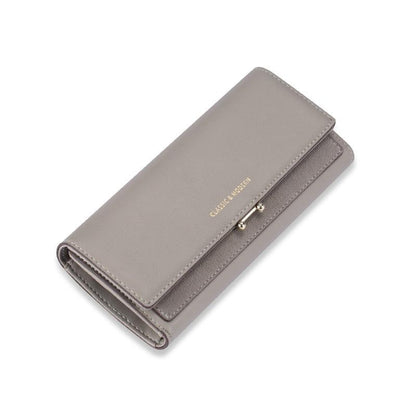 Long Wallet Card Holder One European and American Fashion Ladies Women's Large-capacity Wallet PU Long Three-folding Clutch - BUNNY BAZAR