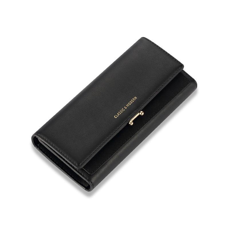 Long Wallet Card Holder One European and American Fashion Ladies Women's Large-capacity Wallet PU Long Three-folding Clutch - BUNNY BAZAR