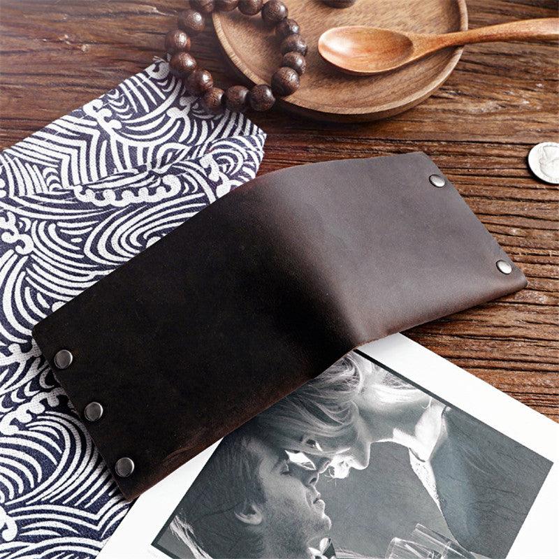 Leather Top Layer Cowhide Horizontal Wallet - BUNNY BAZAR