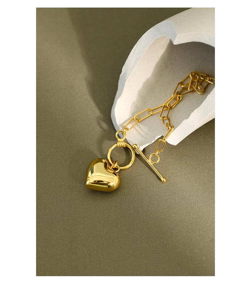 Classic Korean Style Golden Heart-Shaped Bracelet - BUNNY BAZAR