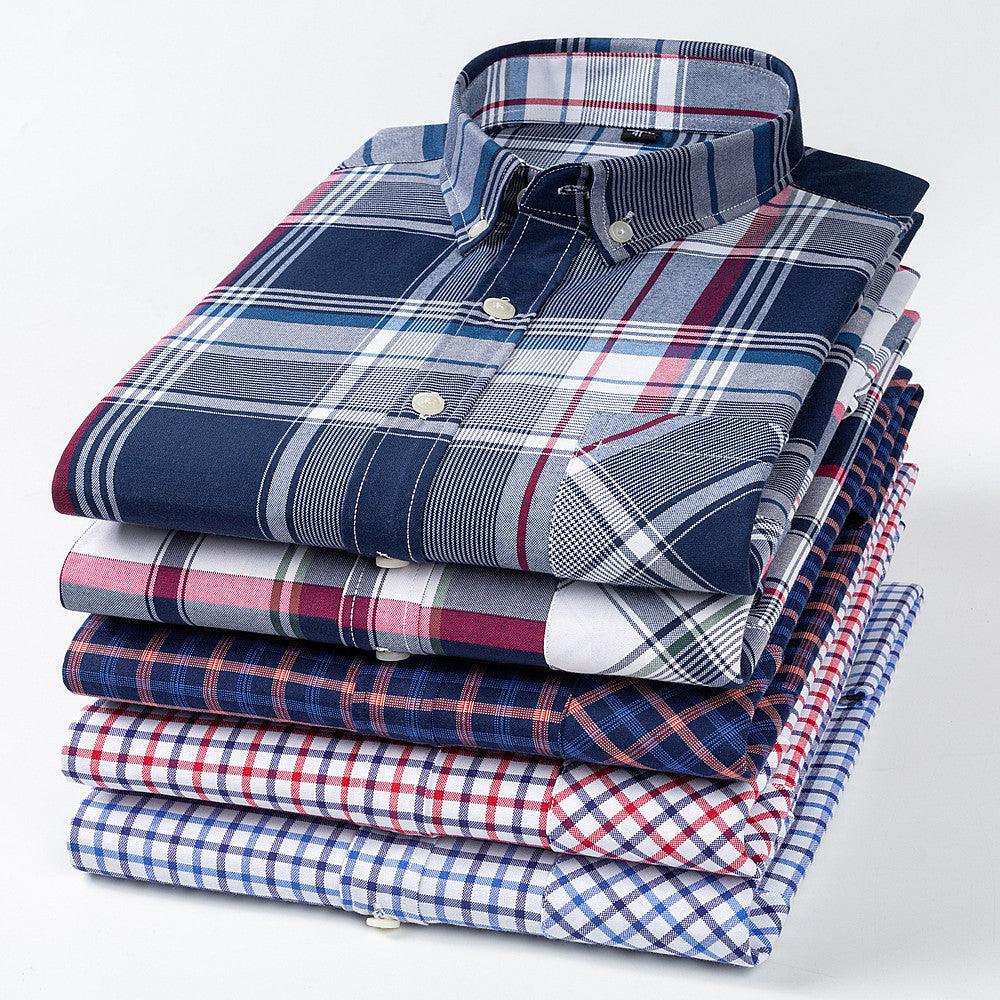 Casual Cotton Carbon Plaid Slim Fit Shirt - BUNNY BAZAR