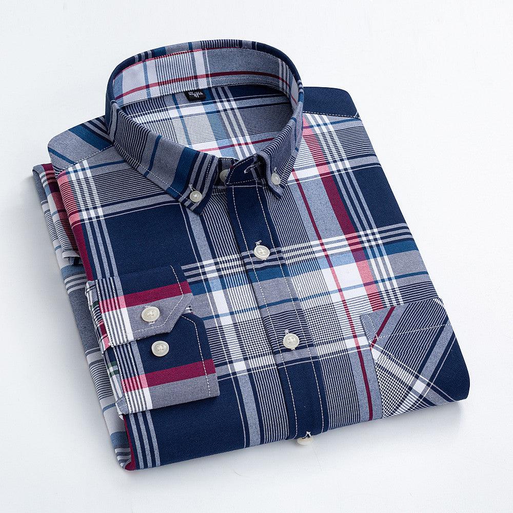 Casual Cotton Carbon Plaid Slim Fit Shirt - BUNNY BAZAR