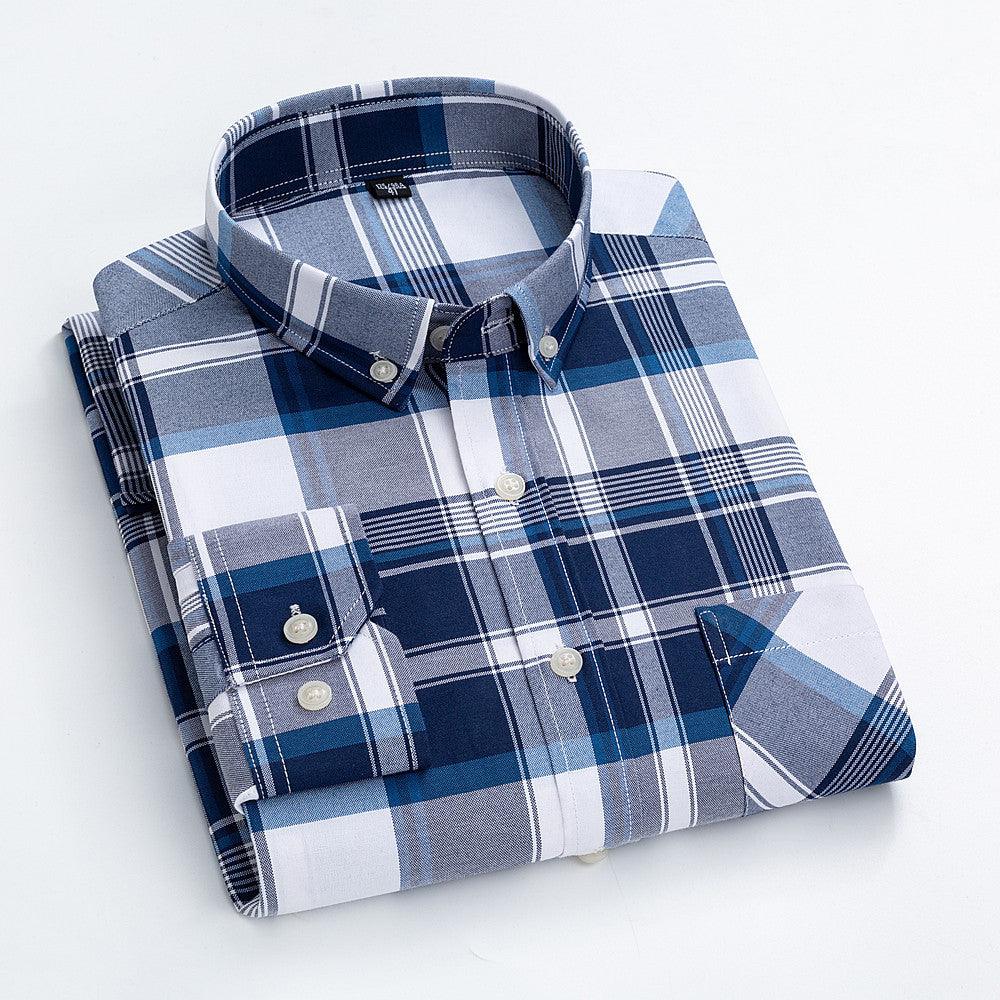 Casual Cotton Carbon Plaid Slim Fit Shirt - BUNNY BAZAR