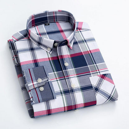 Casual Cotton Carbon Plaid Slim Fit Shirt - BUNNY BAZAR