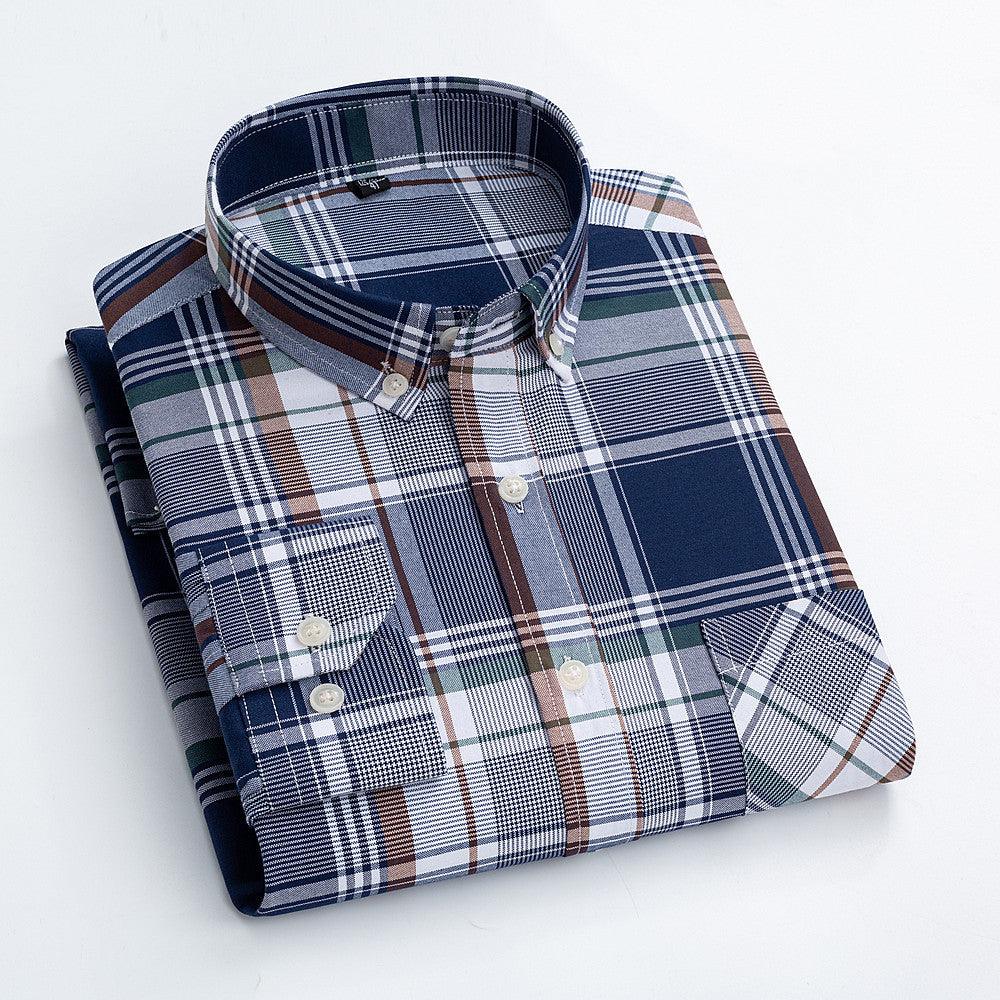 Casual Cotton Carbon Plaid Slim Fit Shirt - BUNNY BAZAR