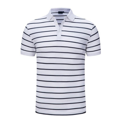 Casual POLO Shirt Striped Lapel Short Sleeve T-shirt - BUNNY BAZAR