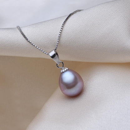 Dai Blue Drop-Shaped Pearl Pendant Necklace Wholesale, Strong Light Is Almost Flawless S925 Silver Rice-Shaped Pearl Necklace - BUNNY BAZAR