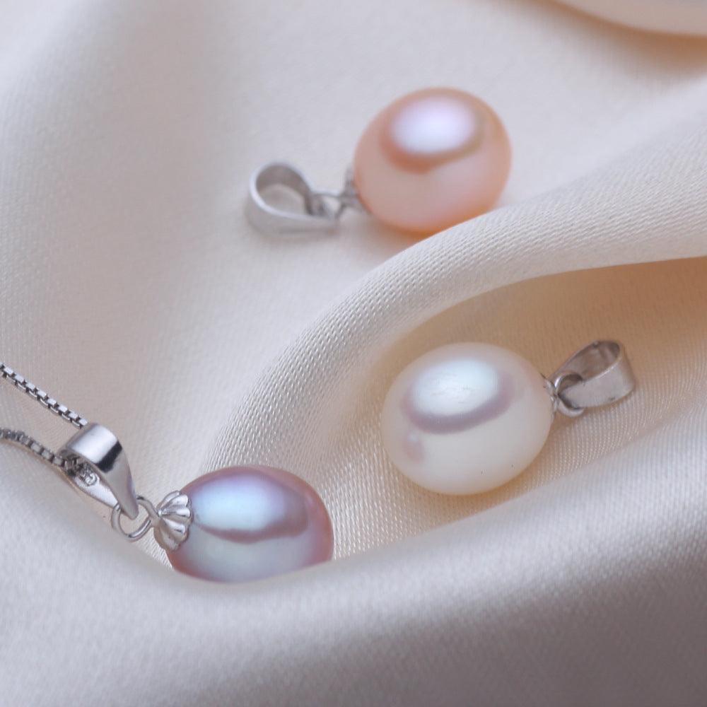 Dai Blue Drop-Shaped Pearl Pendant Necklace Wholesale, Strong Light Is Almost Flawless S925 Silver Rice-Shaped Pearl Necklace - BUNNY BAZAR