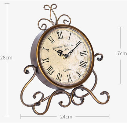 Amazon Recommends European Style Wrought Iron Mute Creative Desk Clock, Retro Clock, Living Room Decoration Clock - BUNNY BAZAR